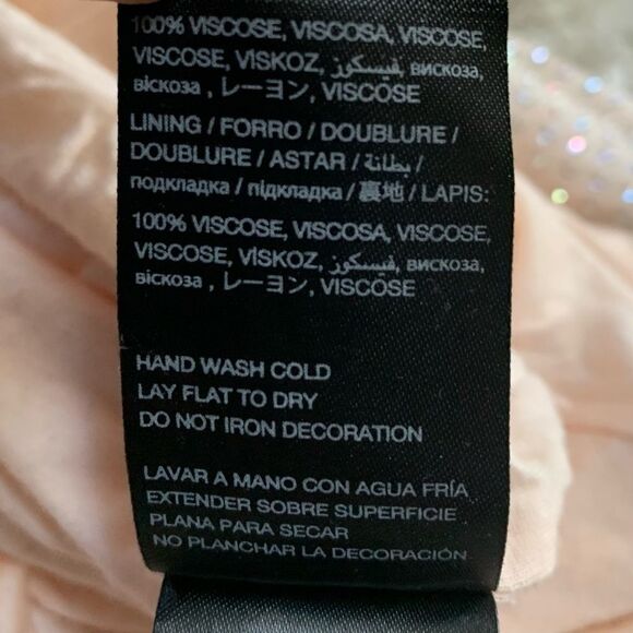 BEBE pink peach iridescent crystal rhinestone diamanté Embellished mini dress M - Picture 10 of 16